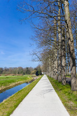 Fototapeta na wymiar Bicycle path near Rijs village in Gaasterland, Netherlands