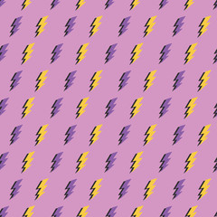 Lightening, thunder bolt repeat. Pattern for fabric, backgrounds, wrapping, textile, wallpaper, apparel. Vector illustration