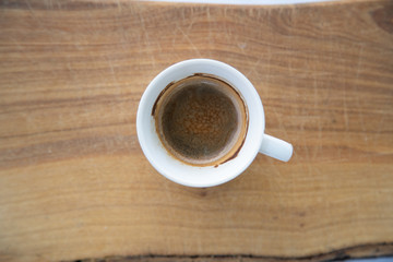 espresso cup on a wooden table taste and flavour of italy