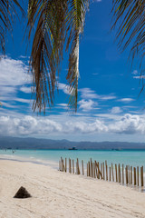 white beach and bamboos on Boracay island, Philippines.