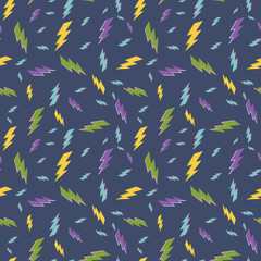 Lightening, thunder bolt repeat. Pattern for fabric, backgrounds, wrapping, textile, wallpaper, apparel. Vector illustration