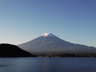 Mount Fuji in blue landscape