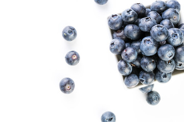 Fresh blueberries in a white plate