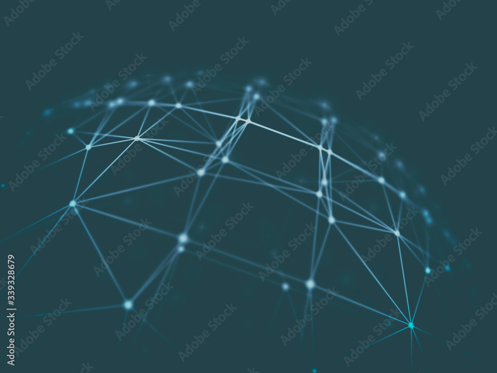 Aufkleber abstract technology neural network and sphere geometry orb and polygonal lines and dots. futuristic 