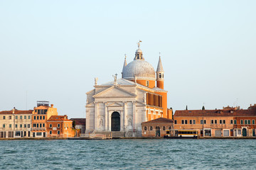 Fototapeta na wymiar The view of Santissimo Redentore church on Giudecca island in Venice, Italy