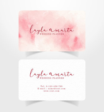 Business card pink splash watercolor background