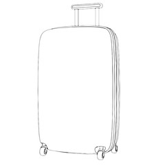 sketch of a suitcase with wheels vector from different views