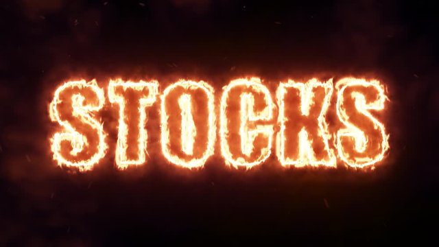 Stocks text message in hot fire animation	
