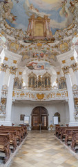 Obraz premium FeEntrance of pilgrimage church of wies Wieskirche with pipe organ rococo style dome