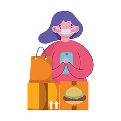 woman using smartphone ordering ecommerce online shopping covid 19 coronavirus