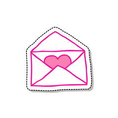 envelope with heart doodle icon