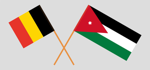 Crossed flags of Jordan and Belgium