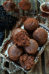 Sweet chocolate muffins with chocolate chips