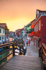 Fototapeta na wymiar evening on Burano island, Venice, Italy