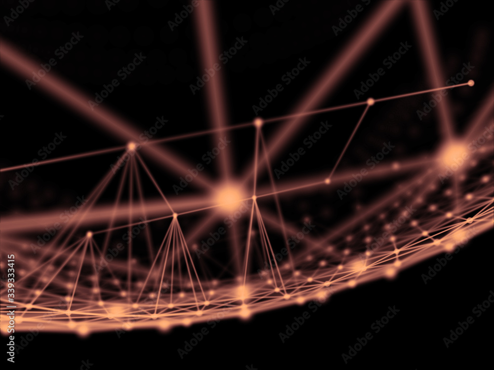 Poster abstract sphere geometry orb and polygonal lines and dots. futuristic technology (super high resolut
