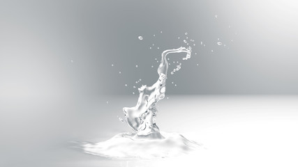 Close-up View of Water Splash on gradient background.