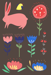 vector illustration of a set of flowers easter theme
