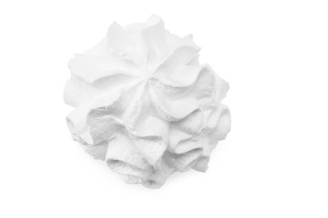 whipped cream isolated on white background. top view