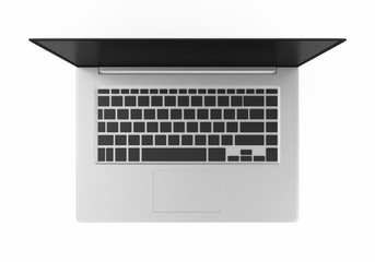 Fototapeta na wymiar Top View of Modern Slim Laptop isolated on white background