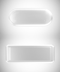 Transparent Glass Buttons in Different Shapes on gradient background