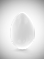 Empty Blank Glass Egg on gradient background. 3D Rendering