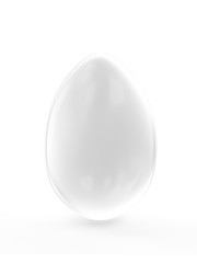 Empty Blank Glass Egg isolated on white background. 3D Rendering