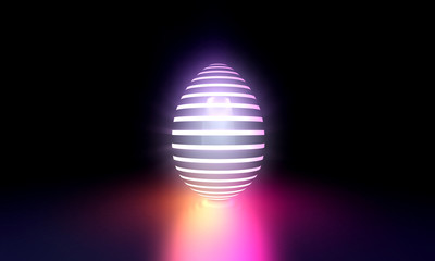 Happy Easter Concept. Illumination Neon Easter Egg Symbol on black background