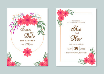 wedding invitation template with flowers