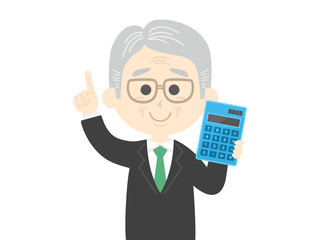 電卓を持つビジネスマンのイラスト