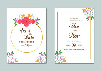 wedding invitation template with flowers