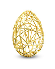 Golden Easter Egg with Ornament Pattern isolated on white background.