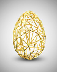 Golden Easter Egg with Ornament Pattern on gradient background