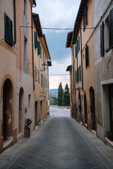 Italy marked with coronavirus - empty Tuscan streets.