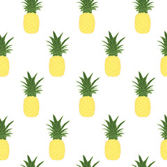 Hand-drawn pineapple isolated seamless pattern. 