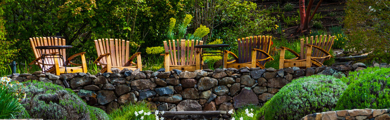 Chairs Set up in Gardens, Santa Rosa, California, USA