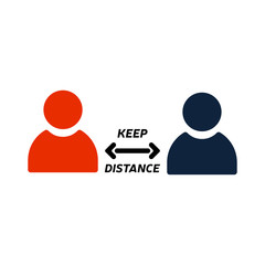 Keep distance sign. Coronovirus epidemic protective equipment. Preventive measures. Steps to protect yourself. Keep distance. Vector illustration.