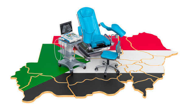 Gynecology and Obstetrics in Sudan concept, 3D rendering