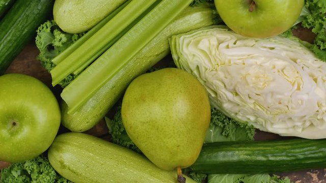 Assortment of fresh green fruits and vegetables. Detox diet.