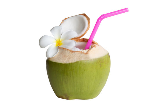 coconut juice isolated on white background.
