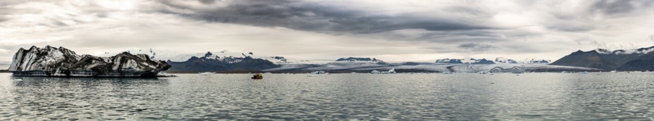 Panorama shot from the Jokulsarlon Glacier Lagoon (Iceland)