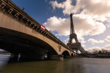 World famous Eiffel tower at the city center of Paris, France.