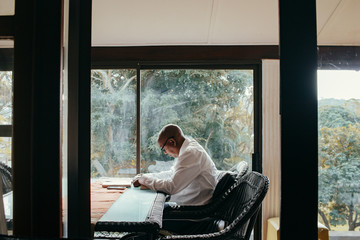 A studying man