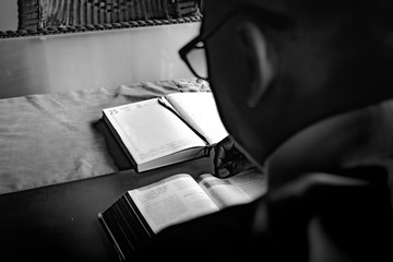 A studying man
