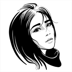 Asian girl portrait. Vector. 