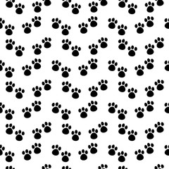 	Black cats paws vector seamless pattern
