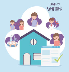 covid 19 quarantine, sick people fever sore throat symptoms,