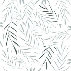 Composition with foliage. Ecology grass and flora.Elegant light grey botanical collection. Decoration ornament. Graceful elements. Summer garden. Vector Illustration. Wallpaper and background texture.
