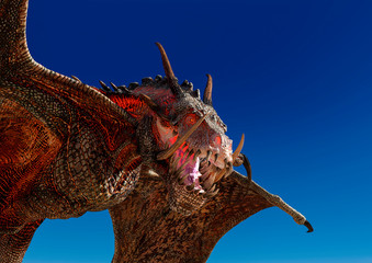 dragon is hunting down on desert close up