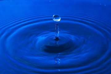 blue transparent water drop splash.