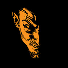 Evil Man Portrait silhouette in contrast backlight